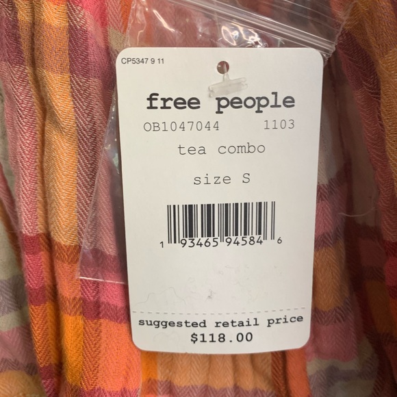 Free People Siena Plaid Pullover NWT SZ S - Picture 8 of 9